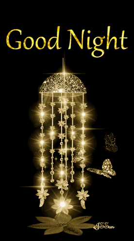 A Greeting Card That Says Good Night With A Butterfly GIF