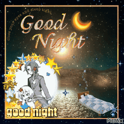 A Greeting Card That Says Good Night With A Crescent Moon GIF