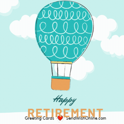 a greeting card that says happy retirement with a hot air balloon