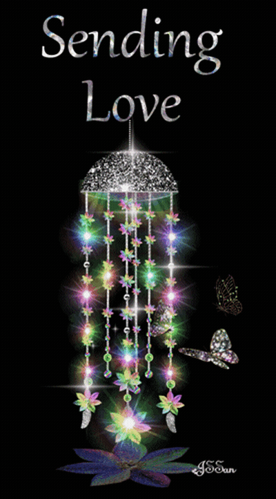 A Greeting Card That Says Sending Love With A Wind Chime GIF