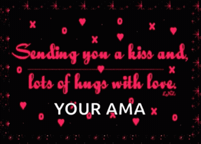 A Greeting Card That Says " Sending You A Kiss And Lots Of Hugs With Love " GIF