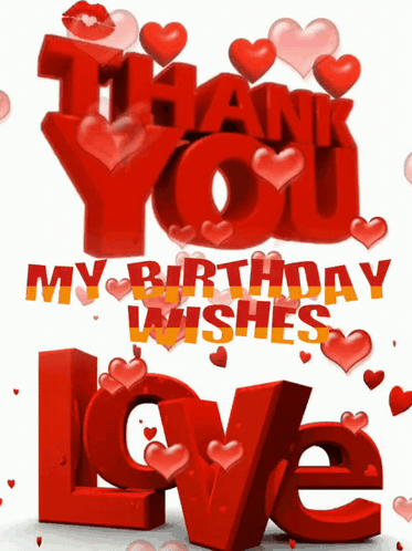 A Greeting Card That Says Thank You My Birthday Wishes Love GIF