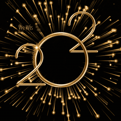 A Greeting Card That Says We Wish You A Happy New Year With Fireworks In The Background GIF