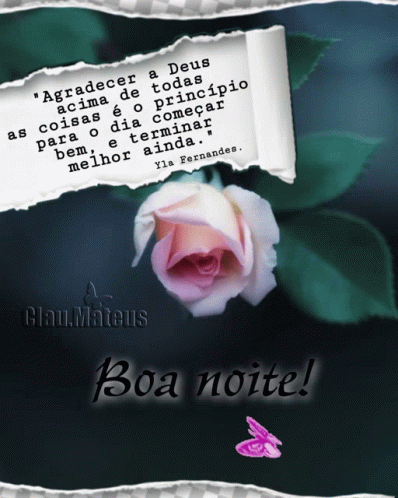 A Greeting Card With A Rose And A Quote In Portuguese GIF