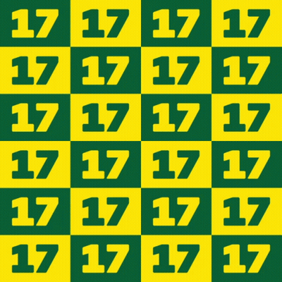A Grid Of Green And Yellow Squares With Numbers 17 Through 17 GIF