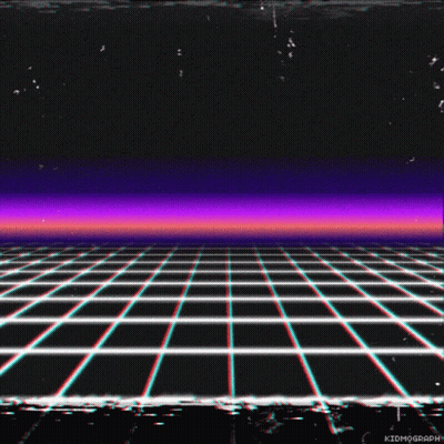 A Grid With A Purple Sky In The Background And The Word Kidmograph At The Bottom GIF