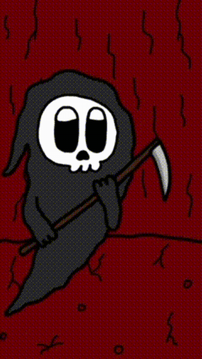 A Grim Reaper Is Holding A Scythe And Says That 'S Alright Man GIF