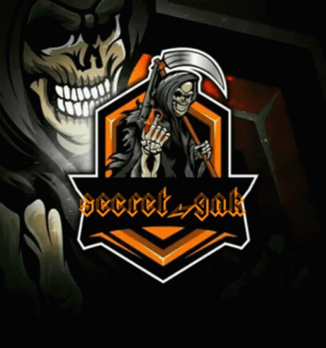 A Grim Reaper With A Scythe In Front Of A Skull And The Words Secret-God On The Bottom GIF