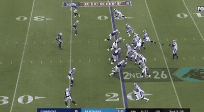 A Group Of American Football Players Are Playing On A Field . GIF