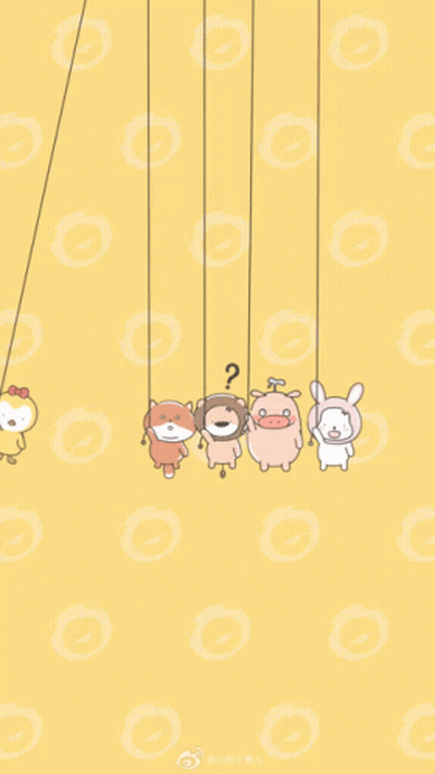 A Group Of Animals Hanging On A String With A Question Mark GIF