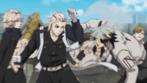 A Group Of Anime Characters Are Fighting Each Other And One Of Them Has The Number 10 On His Back GIF