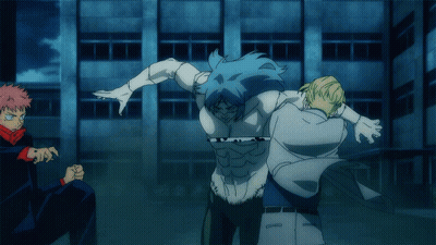 A Group Of Anime Characters Are Fighting Each Other In A Dark Room GIF