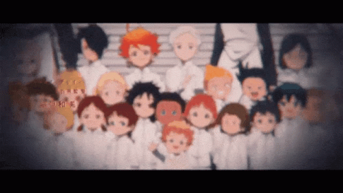 A Group Of Anime Characters Are Posing For A Photo GIF
