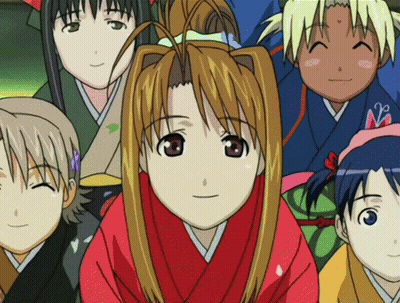 A Group Of Anime Characters Are Posing For A Photo GIF