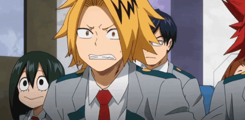 A Group Of Anime Characters Are Sitting In A Room And One Of Them Has A W On His Head GIF