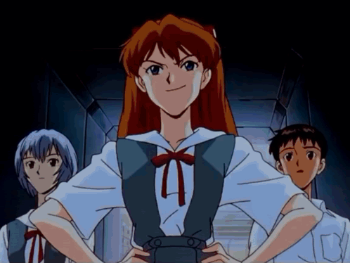 Anime Characters Standing In Dark Room GIF