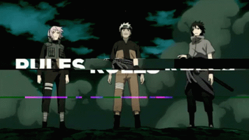 A Group Of Anime Characters Are Standing In Front Of A Screen That Says Dunes On It GIF