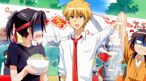 A Group Of Anime Characters Are Standing In Front Of A Sign That Says ' A ' On It GIF