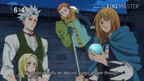 A Group Of Anime Characters Are Standing Next To Each Other And One Of Them Is Holding A Magic Wand . GIF