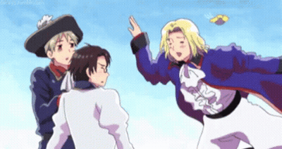 A Group Of Anime Characters Are Standing Next To Each Other And One Of Them Is Wearing A Hat . GIF