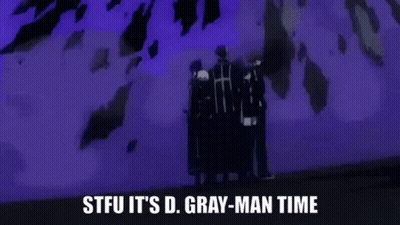 A Group Of Anime Characters Are Standing Next To Each Other And They Are Talking About Gray-Man Time . GIF
