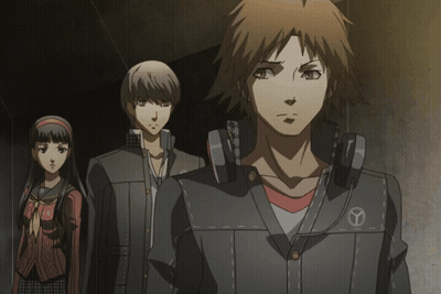 A Group Of Anime Characters Are Standing Next To Each Other With One Wearing A Jacket With The Letter Y On It GIF