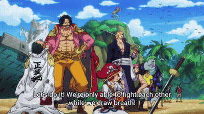 A Group Of Anime Characters Are Standing On A Beach And One Of Them Says " Let 'S Do It " GIF