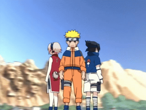 A Group Of Anime Characters Including Naruto And Sasuke Are Standing Together GIF