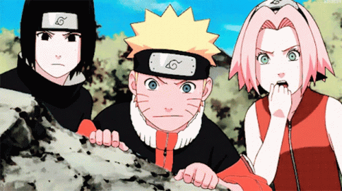 A Group Of Anime Characters With The Letter G On Their Headbands GIF