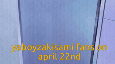 A Group Of Anime Girls Are Standing In A Doorway With The Words Yaboyzakisami Fans On April 22Nd In Yellow Letters GIF
