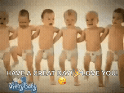 A Group Of Baby 'S In Diapers Are Standing Next To Each Other . GIF
