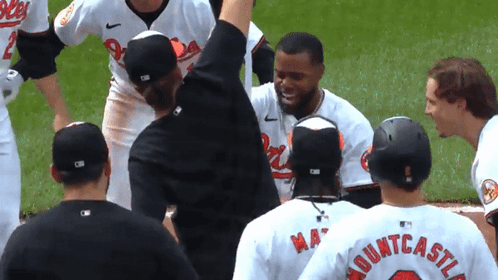 A Group Of Baseball Players Including One Wearing A Jersey That Says Mountcastle GIF