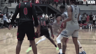 A Group Of Basketball Players Are Playing A Game And One Player Has The Number 4 On His Jersey GIF