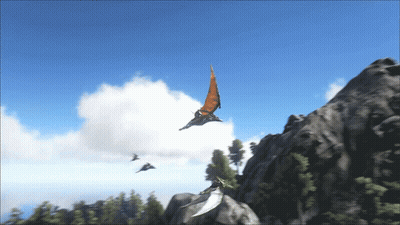 A Group Of Birds Are Flying Over A Rocky Cliff GIF
