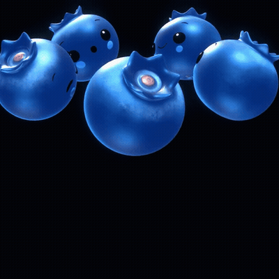 A Group Of Blueberries With Faces On Them GIF