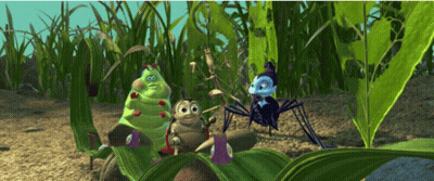 A Group Of Bugs Are Sitting On A Leaf In The Dirt GIF