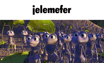 A Group Of Cartoon Ants Are Standing Next To Each Other With The Word Jelemefer Above Them GIF