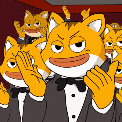 A Group Of Cartoon Cats Wearing Tuxedos And Bow Ties Are Making Funny Faces GIF