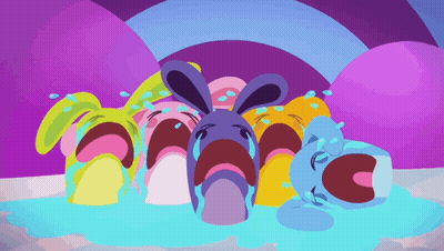 A Group Of Cartoon Characters Are Crying In A Pool Of Water GIF
