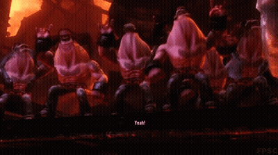 A Group Of Cartoon Characters Are Dancing And One Of Them Says Yeah ! GIF