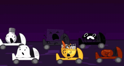 A Group Of Cartoon Characters Are Driving In A Dark Room GIF