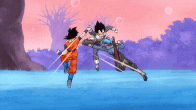 A Group Of Cartoon Characters Are Fighting Each Other On A Purple Background GIF