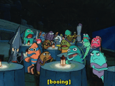A Group Of Cartoon Characters Are Gathered Around A Table With The Words Booing Written On The Bottom GIF
