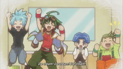 A Group Of Cartoon Characters Are Jumping In The Air And Screaming Ice Cream Ice Cream Ice Cream Ice Cream GIF