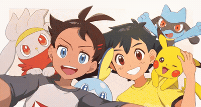 A Group Of Cartoon Characters Are Posing For A Photo GIF