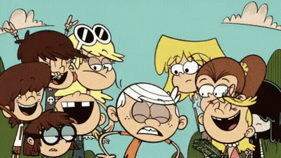 A Group Of Cartoon Characters Are Posing For A Picture . GIF