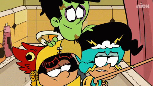 A Group Of Cartoon Characters Are Posing For A Picture With Nick Written On The Bottom Right GIF
