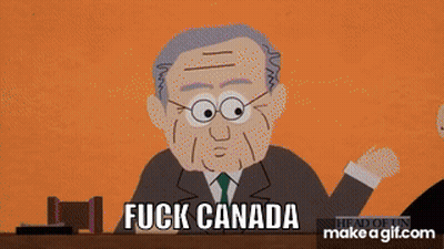 A Group Of Cartoon Characters Are Sitting In A Classroom And One Of Them Is Saying Fuck Canada GIF