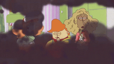 A Group Of Cartoon Characters Are Sitting In A Room GIF