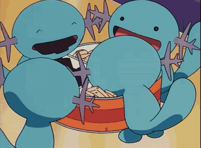 A Group Of Cartoon Characters Are Sitting In Front Of A Book Shelf GIF